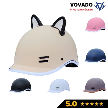 Mũ bảo hiểm cá heo chính hãng an toàn, lỗ thông gió, tặng tai mèo, freesize 55‑59cm