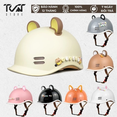 Mũ bảo hiểm cá heo nửa đầu HT nam nữ – Nhiều màu, tặng tai gấu charm, BH 12 tháng, giảm 22%