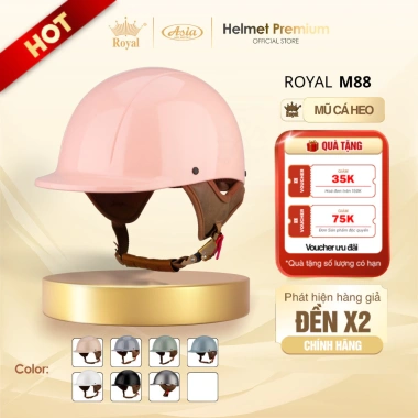 Mũ Bảo Hiểm Cá Heo Royal M88 1/2 - Thiết Kế Nhật, Lót Êm, Giá Ưu Đãi 304k