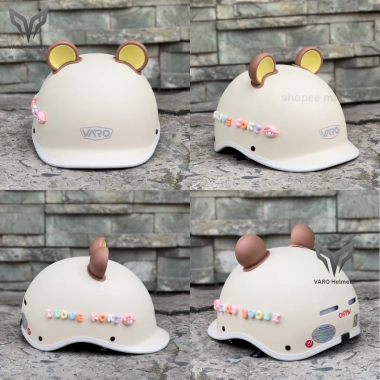 Mũ Bảo Hiểm Cá Heo VARO Quatest 600g Siêu Nhẹ, tặng Tai Gấu và Charm Tên Freesize 53-58cm 275k