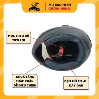 Mũ bảo hiểm Full face Royal M136 đen nhám - Đủ màu kính, trùm đầu form nhỏ, gọn nhẹ, bảo hành 12 tháng, chỉ 650.000₫ 4
