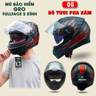 Mũ Bảo Hiểm Fullface GRO Helmet 2 Kính Chính Hãng - Mạnh Mẽ Cho Nam, Nhiều Màu, Giá 490.000₫ 10