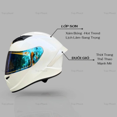 Mũ Bảo Hiểm Fullface M266 Royal 2 Kính Trắng Cao Cấp tặng Khăn Trùm Đầu và Đệm Cằm 2