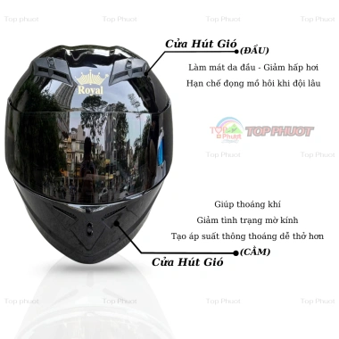 Mũ Bảo Hiểm Fullface M266 Royal 2 Kính Trắng Cao Cấp tặng Khăn Trùm Đầu và Đệm Cằm 5