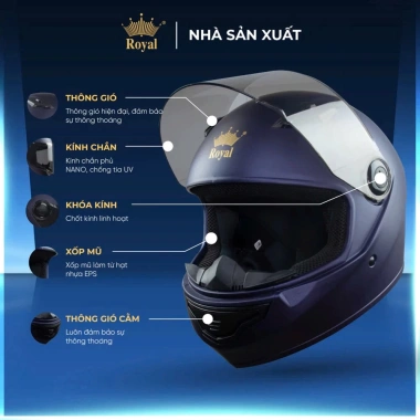 Mũ bảo hiểm fullface Royal M136 chính hãng - Giá ưu đãi 355.000 VND, tùy chọn màu kính phù hợp 4 Mũ bảo hiểm fullface Royal M136 chính hãng - Giá ưu đãi 355.000 VND, tùy chọn màu kính phù hợp 4