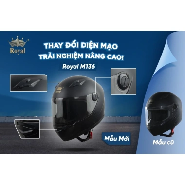 Mũ bảo hiểm fullface Royal M136 chính hãng - giảm còn 345k, giá gốc 445k, màu kính đa dạng 6