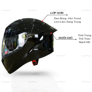 Mũ Bảo Hiểm Fullface Royal M266 2 Kính Đen - Cao Cấp, Chùm Đầu, Tặng Khăn Trùm Đầu & Đệm Cằm 2