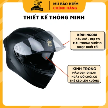 Mũ bảo hiểm fullface Royal M266 2 kính xám xi măng, lót tháo rời, vệ sinh, hàng chính hãng, bảo hành 12 tháng – giá 780.000 4