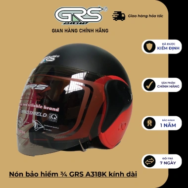 Mũ bảo hiểm ¾ GRS A318K đa màu - Thiết kế chắc chắn, giá chỉ 125.000₫