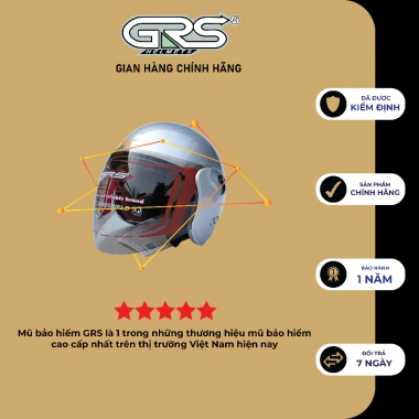 Mũ bảo hiểm ¾ GRS A318K đa màu - Thiết kế chắc chắn, giá chỉ 125.000₫