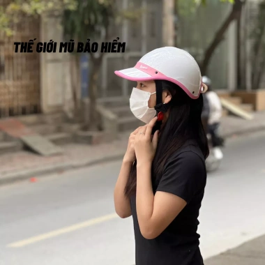 Mũ bảo hiểm Lưỡi trai đai da xanh mint - Nón thời trang nửa đầu khoét sau, buộc tóc nữ, chỉ 150k