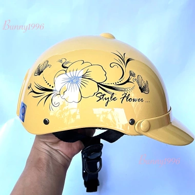 Mũ bảo hiểm lưỡi trai thời trang cao cấp, dáng nửa đầu in họa tiết, phù hợp nam nữ - Giá chỉ 115.000 VND
