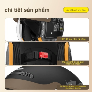 Mũ bảo hiểm Masontex 702 retro nửa đầu, kính gập tiện lợi, vỏ ABS cao cấp - Giá chỉ 429.000₫ 4