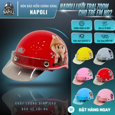Mũ Bảo Hiểm Napoli 1/2 Trẻ Em Chính Hãng N02 Bản Dán Tem Freeship Giá Giảm 145k
