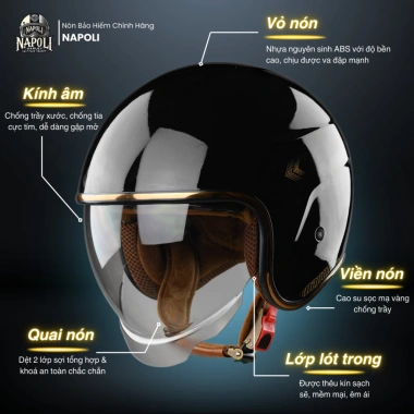 Mũ Bảo Hiểm Napoli 3/4 Kính Âm CHÍNH HÃNG N189 - Giá ưu đãi 473.900, FREESHIP 2