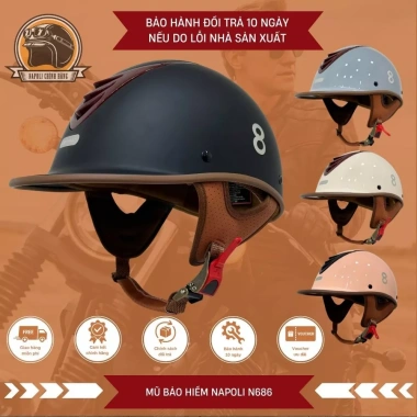 Mũ Bảo Hiểm Napoli Form Cá Heo SH Nửa Đầu N686 Chính Hãng FREESHIP Giá 188.900