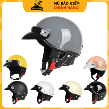 Mũ bảo hiểm Napoli N179 Retro, nửa đầu có kính, lưỡi trai, lót tháo rời – 280.000₫