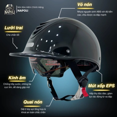 Mũ Bảo Hiểm Napoli N686 Kính Âm SH Nửa Đầu - Freeship, Chính Hãng, Form Cá Heo, Giá: 295.974 - 234.900 2 Mũ Bảo Hiểm Napoli N686 Kính Âm SH Nửa Đầu - Freeship, Chính Hãng, Form Cá Heo, Giá: 295.974 - 234.900 2
