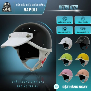 Mũ Bảo Hiểm Napoli Nhật Nửa Đầu Chính Hãng Retro Japan Style Freeship Giá 255k