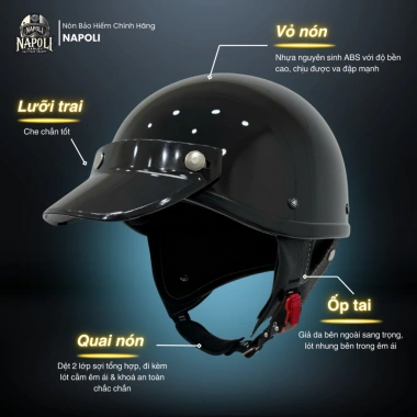 Mũ Bảo Hiểm Napoli Nhật Nửa Đầu Chính Hãng Retro Japan Style Freeship Giá 255k