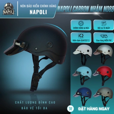 Mũ Bảo Hiểm Napoli Nửa Đầu Chính Hãng Carbon Chống Trầy Cao Cấp Freeship 159.900đ