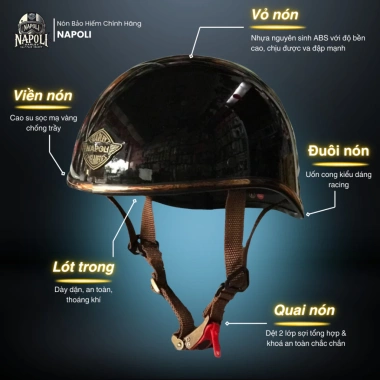 Mũ Bảo Hiểm Napoli Nửa Đầu Chính Hãng Freeship - Phong Cách Gangster N120 Giá Ưu Đãi 213.700₫
