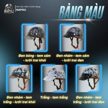 Mũ Bảo Hiểm Napoli Nửa Đầu CHÍNH HÃNG - Harley 1/2 N04 Pug Dán Tem, FREESHIP, Giá 330k