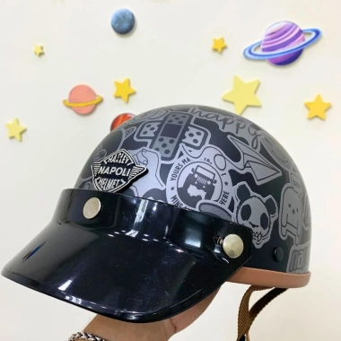 Mũ Bảo Hiểm Napoli Nửa Đầu CHÍNH HÃNG - Harley 1/2 N04 Pug Dán Tem, FREESHIP, Giá 330k