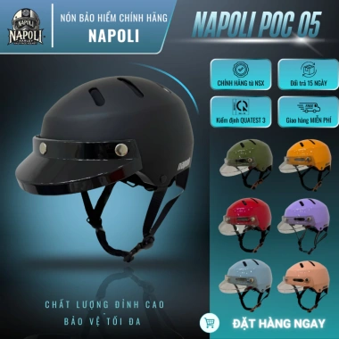 Mũ Bảo Hiểm Napoli Nửa Đầu Lưỡi Trai POC05 Chính Hãng – Freeship, Giá 244.900₫
