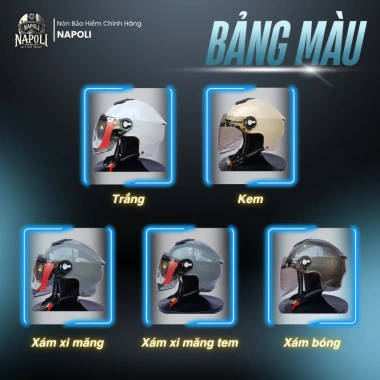 Mũ Bảo Hiểm Napoli Nửa Đầu N011 Kính Đủ Màu CHÍNH HÃNG - Freeship, Giá 285.900₫