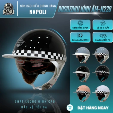 Mũ Bảo Hiểm Napoli Nửa Đầu N220 Kính Âm CHÍNH HÃNG Bosozoku Japan Giá 265k
