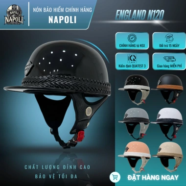 Mũ Bảo Hiểm Napoli Nửa Đầu Phong Cách UK Anh - Chính Hãng, FREESHIP, Giá 285.900₫