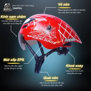 Mũ Bảo Hiểm Napoli Nửa Đầu Trẻ Em CHÍNH HÃNG FREESHIP - Nón Xe Đạp 1/2 POC Giá 254.900đ 2