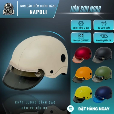 Mũ Bảo Hiểm Napoli Sơn Nửa Đầu Chính Hãng Đủ Màu Ver 2 - Nón Sơn Nhám Bảo Hiểm 1/2 NS Giá Ưu Đãi 179.900₫