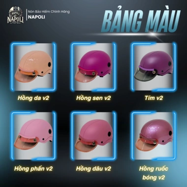 Mũ Bảo Hiểm Napoli Sơn Nửa Đầu Chính Hãng Đủ Màu Ver 2 - Nón Sơn Nhám Bảo Hiểm 1/2 NS Giá Ưu Đãi 179.900₫