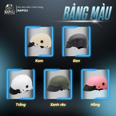 Mũ Bảo Hiểm Napoli Sơn Nửa Đầu Chính Hãng Đủ Màu Ver 2 - Nón Sơn Nhám Bảo Hiểm 1/2 NS Giá Ưu Đãi 179.900₫