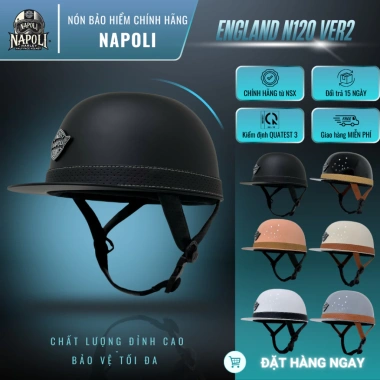 Mũ Bảo Hiểm Napoli Style Anh UK Nửa Đầu FREESHIP Chính Hãng Ver 2 Giá 219.900₫