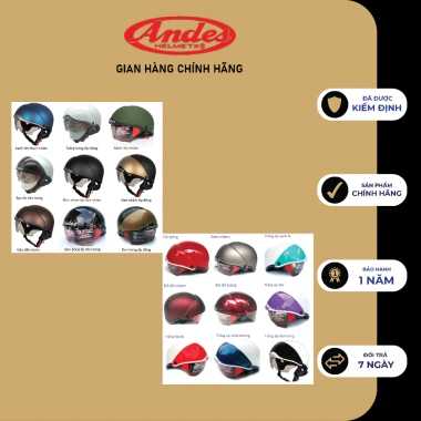 Mũ bảo hiểm nửa đầu ANDES 139 chính hãng, kính ẩn, tháo lót và giấu kính, giá chỉ 97.000₫