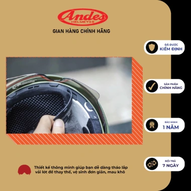 Mũ bảo hiểm nửa đầu ANDES 139 chính hãng, kính ẩn, tháo lót và giấu kính, giá chỉ 97.000₫ 3 Mũ bảo hiểm nửa đầu ANDES 139 chính hãng, kính ẩn, tháo lót và giấu kính, giá chỉ 97.000₫ 3