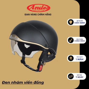 Mũ bảo hiểm nửa đầu ANDES 139 chính hãng, kính ẩn, tháo lót và giấu kính, giá chỉ 97.000₫