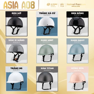 Mũ Bảo Hiểm Nửa Đầu Asia Helmetac A08 Chính Hãng 1/2 Cá Heo Thời Trang Nhật Bản Bảo Hành 1 Năm 209.000 VND