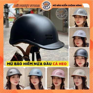 Mũ bảo hiểm nứa đầu cá heo 3 lớp đen nhám - Tem CR, giá ưu đãi 129k