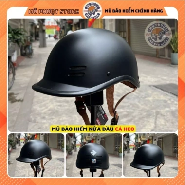 Mũ bảo hiểm nứa đầu cá heo 3 lớp đen nhám - Tem CR, giá ưu đãi 129k