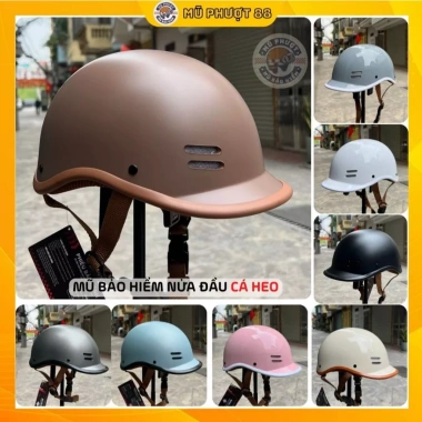 Mũ bảo hiểm nửa đầu cá heo 3 lớp màu nâu nhám - tem CR, giảm giá 129k, siêu nhẹ an toàn