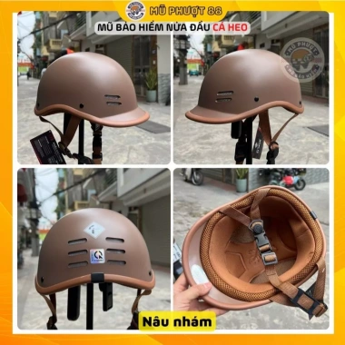 Mũ bảo hiểm nửa đầu cá heo 3 lớp màu nâu nhám - tem CR, giảm giá 129k, siêu nhẹ an toàn 4 Mũ bảo hiểm nửa đầu cá heo 3 lớp màu nâu nhám - tem CR, giảm giá 129k, siêu nhẹ an toàn 4