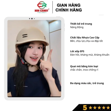 Mũ Bảo Hiểm Nửa Đầu Cá Heo CAMRY HELMETS An Toàn Thời Trang Freesize 55‑59cm