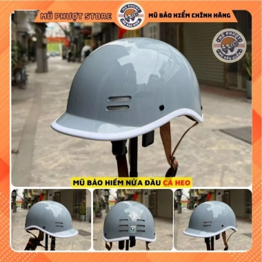 Mũ bảo hiểm nửa đầu cá heo màu ghi bóng 3 lớp an toàn tem CR giảm giá 129k 2