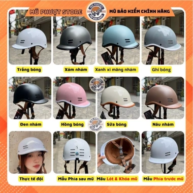 Mũ bảo hiểm nửa đầu cá heo màu ghi bóng 3 lớp an toàn tem CR giảm giá 129k 5