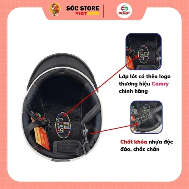 Mũ bảo hiểm nửa đầu Camry chính hãng thời trang, có nút thoáng - Giá chỉ 129.000₫