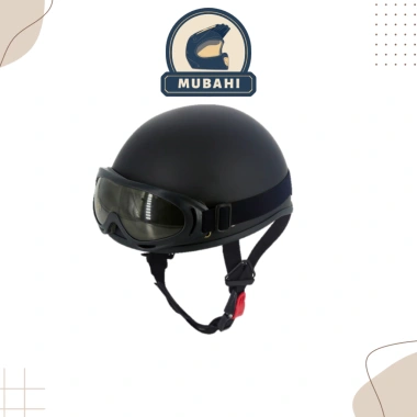 Mũ Bảo Hiểm Nửa Đầu Đen Trơn Gắn Kính Tự Chọn - Giá 59.000 VND, giảm so với 75.520
